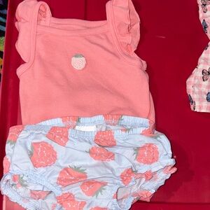 Carter's Peach and White Strawberry Diaper Cover Set